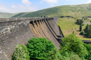 View of the Elan River Vally, reservoirs and dams