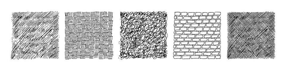 Set of Hand drawn textures and lines. Doodle style. Vector objects. Abstract elements. Sketch background