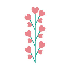 Fototapeta na wymiar branch with hearts pink color isolated icon vector illustration design
