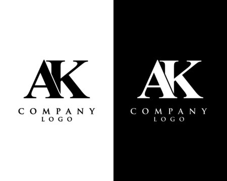 ak, ka modern initial logo design vector, with white and black color that can be used for any creative business.