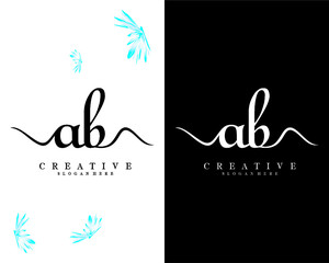 creative handwriting letter ab/ba logo design vector