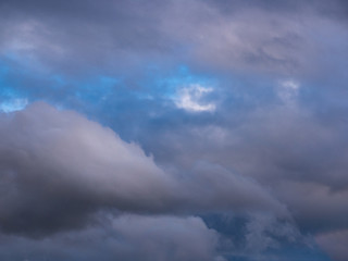 Dramatic clouds before sunset - fluffy like cotton candy