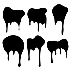 Oil drop, Blot, Liquid stain, Current drops, chocolate drops. Vector illustration.