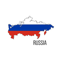 Russia flag map. The flag of the country in the form of borders. Stock vector illustration isolated on white background.