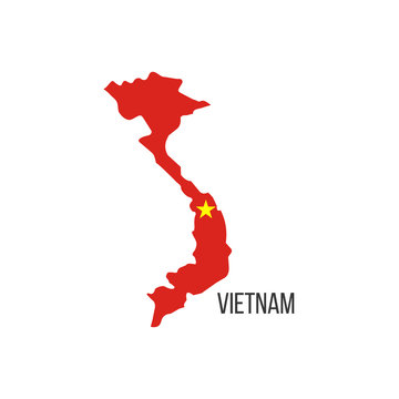 Vietnam flag map. The flag of the country in the form of borders. Stock vector illustration isolated on white background.