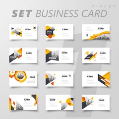 Set Business card orange color template