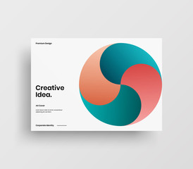 Creative business presentation vector A4 horizontal orientation front page mock up. Modern corporate report cover abstract geometric illustration design layout. Company identity brochure template.