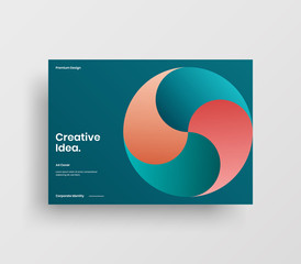 Creative business presentation vector A4 horizontal orientation front page mock up. Modern corporate report cover abstract geometric illustration design layout. Company identity brochure template.