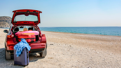 Summer car trip and free space for your decoration. 