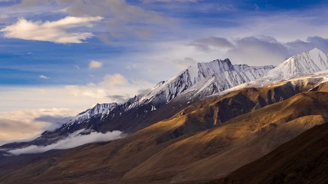 4K Timelapse of sunrise at the mountain on Pangong lake, Ladakh, Jammu and Kashmi, India