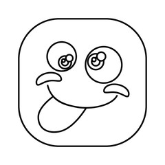 funny square emoticon crazy isolated icon vector illustration design