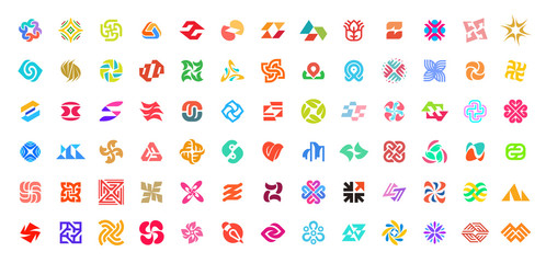 Abstract logos collection. Geometrical abstract logos. Isolated on White background