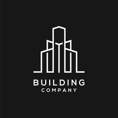 Modern Real Estate Logo Template with Line art of Building