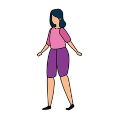 beautiful woman walking avatar character icon vector illustration design