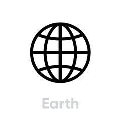 Earth globe planet icon. Editable line vector. Simple isolated single sign.