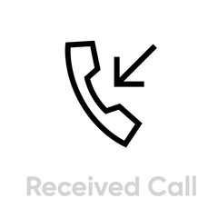 Received phone call icon. Editable line vector.