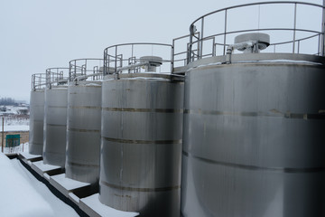 huge metal barrels