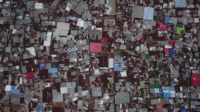 Vertical Aerial of Massive Dense Slum Pulling Straight Up