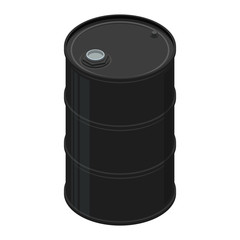 Barrel, black color, isometric design. 3D Render. Vector illustration.
