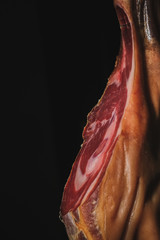 Dry Spanish ham, Jamon Serrano, Bellota, Italian Prosciutto Crudo or Parma ham, whole leg isolated...