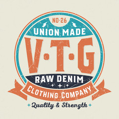 Union Made VTG Raw Denim - Tee Design For Printing
