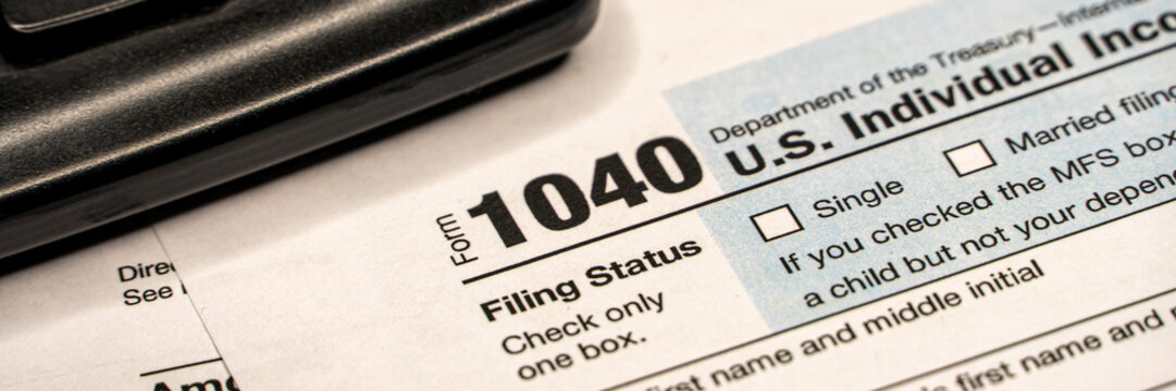 Tax forms 1040. U.S Individual Income Tax Return. Tax time.