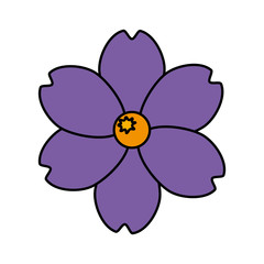 cute flower purple color isolated icon vector illustration design