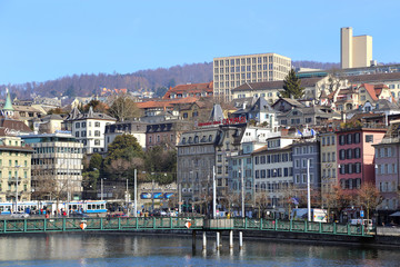 Views over Zurich along the Limmat river
