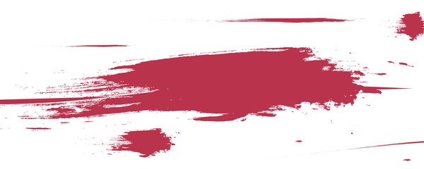 Red maroon paint brush illustration panorama spattered on white background