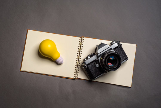 Bright Ideas notepad and camera