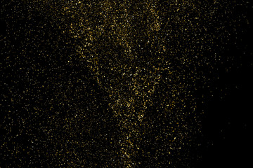 Fototapeta na wymiar Gold Glitter Texture Isolated on Black. Amber Particles Color. Celebratory Background. Golden Explosion of Confetti. Design Element. Digitally Generated Image. Vector Illustration, Eps 10.