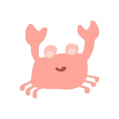 Crab ea animal in flat style isolated on white background. Vector cool ocean animal illustration Simple summer child design.