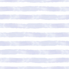 Blue watercolor vector stripes on white seamless pattern. Repeating hand drawn background.