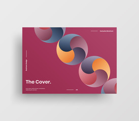Fototapeta premium Creative business presentation vector A4 horizontal orientation front page mock up. Modern corporate report cover abstract geometric illustration design layout. Company identity brochure template.
