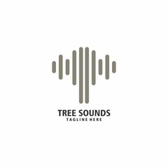 Tree Music and sounds Logo with Note and Tree Concept