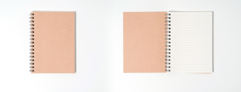 blank realistic spiral notebook isolated on white background