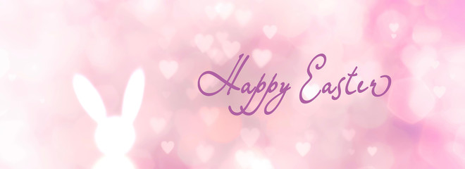 Beautiful Easter background - banner with Easter bunny and text - Happy Easter