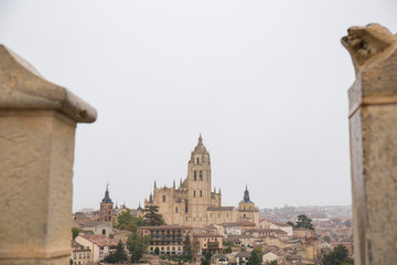 Fototapeta premium views from the alcazar of Segovia on a cloudy and stormy day