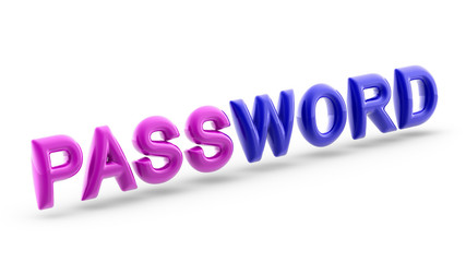 Password in white background. 3D Illustration.