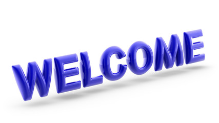 Welcome in white background. 3D Illustration.