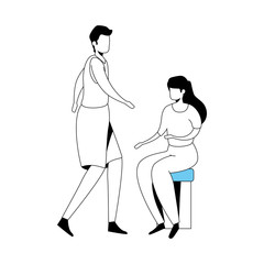 young couple avatar character icon vector illustration design