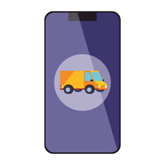 smartphone with logistic service app vector illustration design