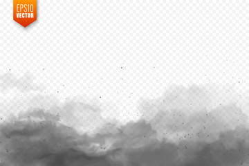 Realistic dust clouds. Sand storm. Polluted dirty air, smog. Vector illustration.