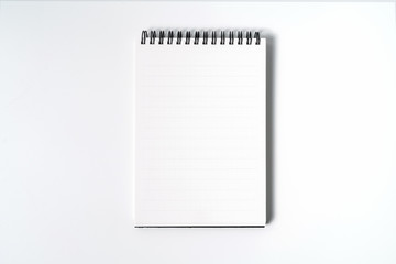 Notebook mock up with clean black blank for design and advertising. Notepad with chromed spring and...