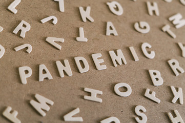 "Pandemic" word with white letters.