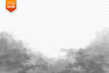 Realistic dust clouds. Sand storm. Polluted dirty air, smog. Vector illustration.