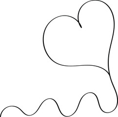 Heart contour in black, illustration for creating a screensaver template. Valentine's Day greeting card for lovers.