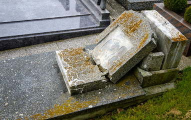 Fallen tombstone