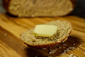 Slice of Multi Grain bread and butter