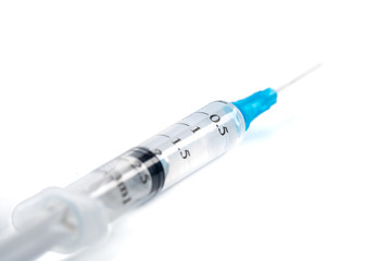 Standard design single use syringe isolated on white background